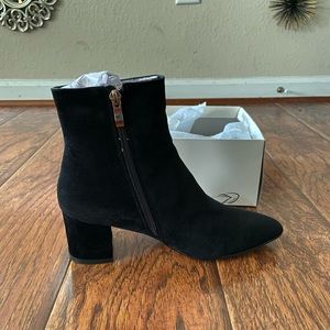 Josie Black Suede Block Heel Ankle Boots